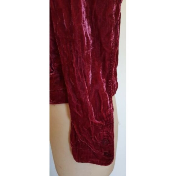 Vintage 90s velvet  button down shirt S - Picture 8 of 11